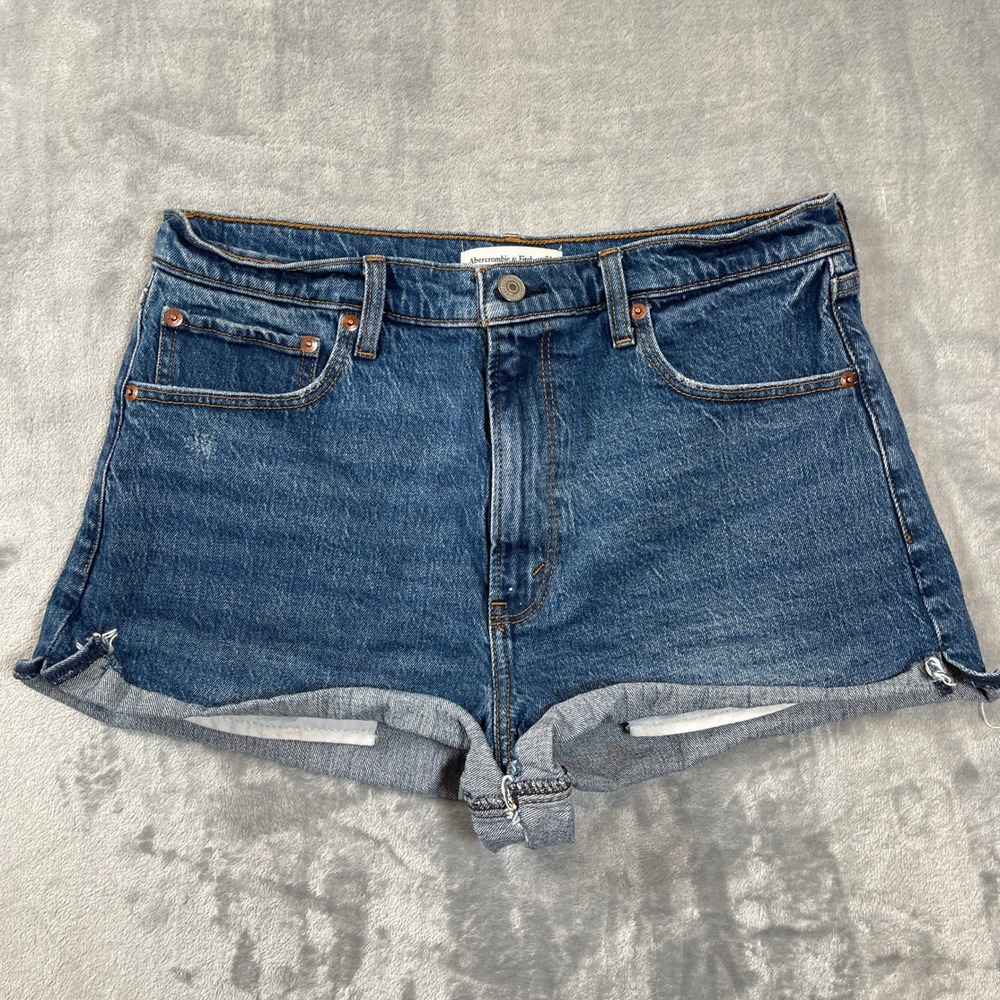Abercrombie & Fitch Shorts Womens 31 12 Mom High Rise Medium‎ Wash Denim